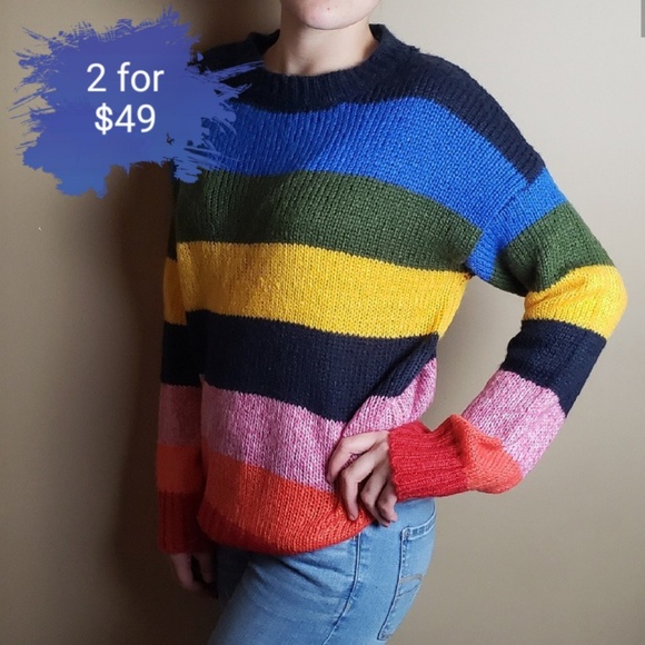 Sweaters - Nwt Moon&Madison color block striped knit sweater